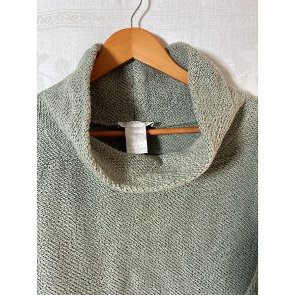 Soft Surroundings Sweater 1X Green Heather Cowl Neck Cotton Stretch - Picture 3 of 8